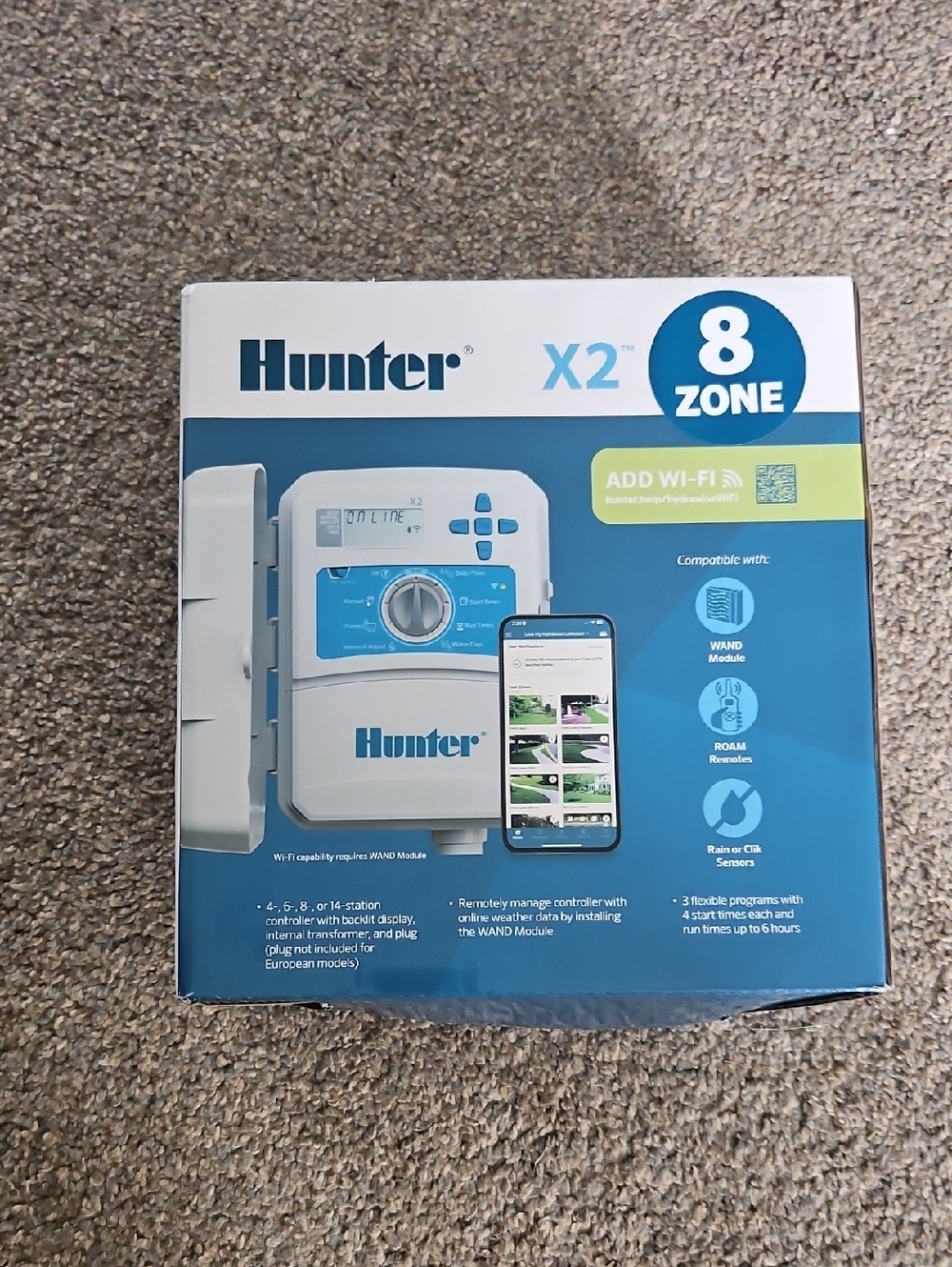 Hunter X2 8-Zone Irrigation Controller - White and Blue